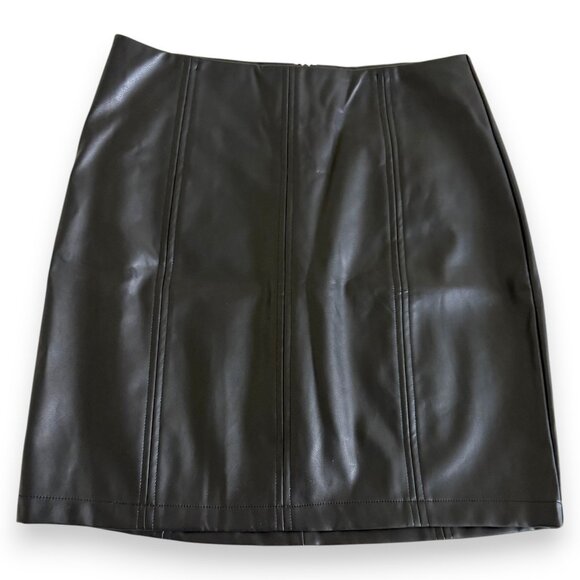Mangopop Faux Leather Black Skirt - S - Picture 2 of 6